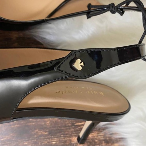 Kate Spade Ocean Black Patent Leather Sling-Back Pumps - Picture 6 of 9